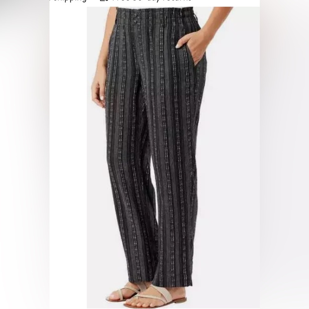 Briggs Ladies' Linen Blend Pants, Black Stripes XL
